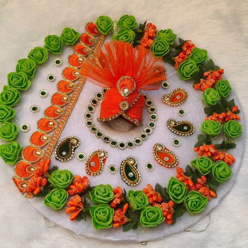 Tricolour Net White Poshak